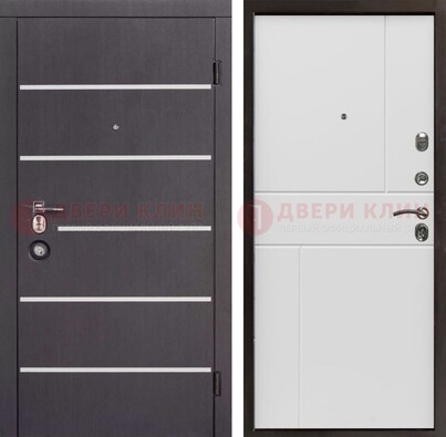 Темная стальная дверь с белыми вставками с МДФ ДМ-482 в Пензе