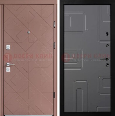 Красная стальная дверь в квартиру с МДФ хайтек ДМ-493 в Санкт-Петербурге