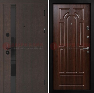 Темная входная дверь с МДФ панелями в квартиру ДМ-499
