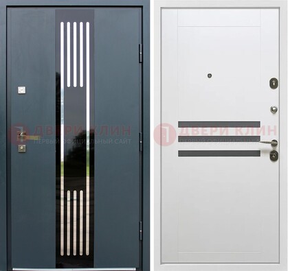 Темная квартирная дверь с разными МДФ ДМ-504