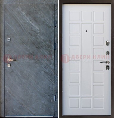 Железная дверь с МДФ серая и белая ДМ-505