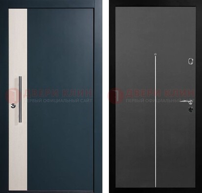 Зеленая стальная дверь с МДФ панелями квартиру ДМ-508