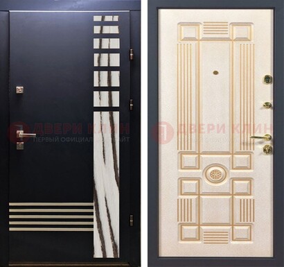 Черная железная дверь с МДФ панелями ДМ-510 в Красногорске