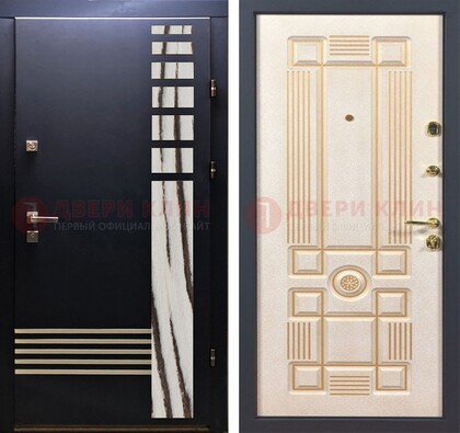 Черная железная дверь с МДФ панелями ДМ-510