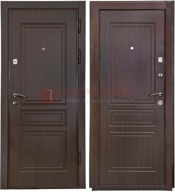 Антивандальная коричневая железная дверь с МДФ ДМ-61 в Волгограде