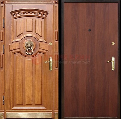 Светлая железная дверь с массивом дуба ДМД-4 в Краснознаменске