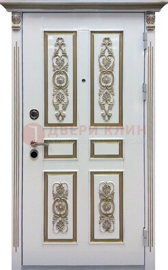 Входная дверь с массивом дуба в белом цвете ДМД-62