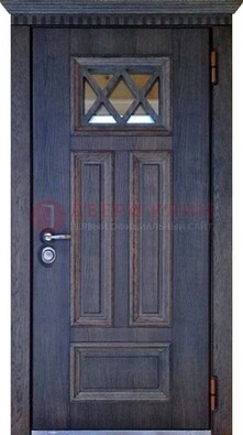 Железная дверь с массивом и стеклом с филенкой ДМД-70