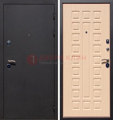 Черная стальная дверь с порошковым окрасом МДФ внутри ДП-102