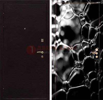 Черная стальная дверь с порошковым окрасом с фотопечатью ДП-158 в Саранске