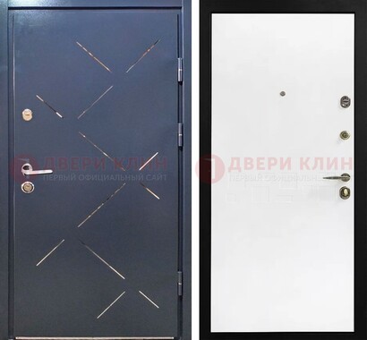 Синеватая дверь с порошковым напылением и зеркальными вставками ДП-208 в Химках