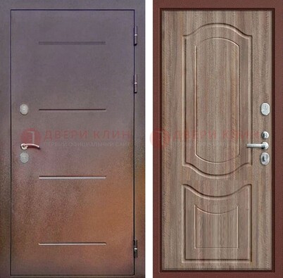 Стальная дверь с порошковым покрытием с коричневой МДФ ДП-226 