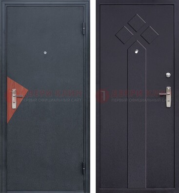 Черная входная дверь с порошковым напылением и узором внутри ДП-241