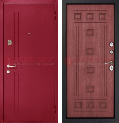 Красная железная дверь с порошковым напылением ДП-242