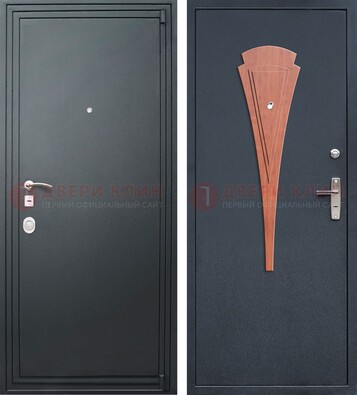 Черная железная дверь с порошковым покрытием и накладкой МДФ внутри ДП-245 в Кирове