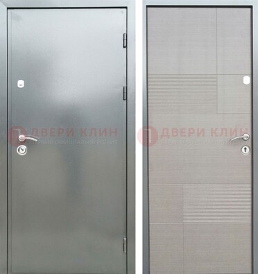 Металлическая серая дверь с порошковым покрытием и серым МДФ внутри ДП-250 в Лосино-Петровсом