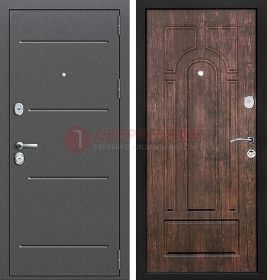 Железная дверь Антик серебро с порошковым напылением и МДФ Тисненый орех ДП-260