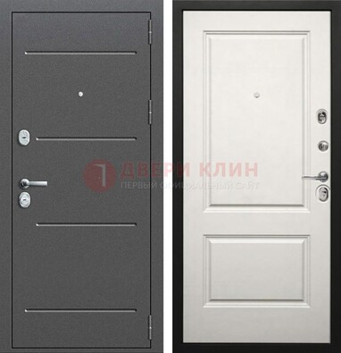 Серая стальная дверь с порошковым покрытием и светлой МДФ ДП-266