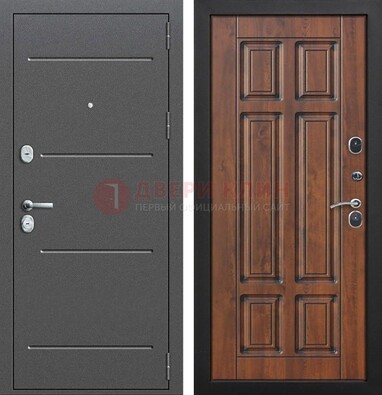 Стальная дверь с порошковым покрытием Антик серебро и филенчатой МДФ ДП-267