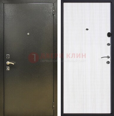 Стальная темно-серая дверь с порошковой отделкой и МДФ Белый ясень ДП-279