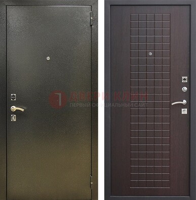 Темная железная дверь с порошковым напылением и терморазрывом МДФ Махагон ДП-286 в Шатуре