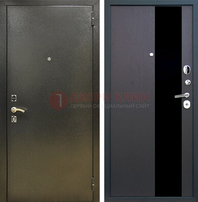 Входная темная дверь с порошковым покрытием и МДФ со стеклом ДП-294 в Оренбурге