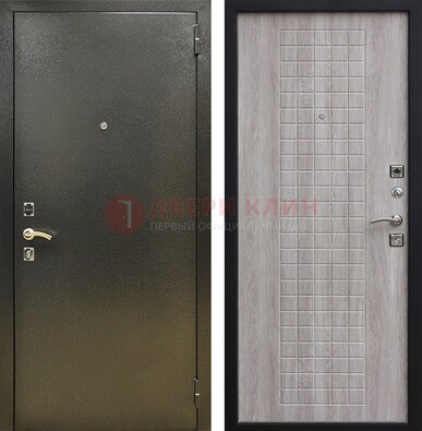 Железная темная дверь с порошковым покрытием и филенчатой МДФ ДП-297