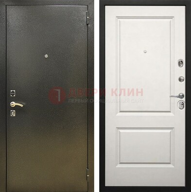 Металлическая темная дверь с порошковым напылением и классической МДФ ДП-298