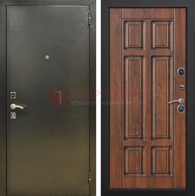 Металлическая входная темная дверь с порошковым напылением и МДФ ДП-299