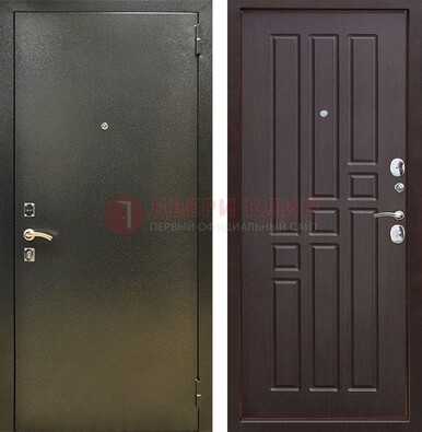Входная темно-серая дверь с порошковым напылением и коричневой МДФ ДП-301