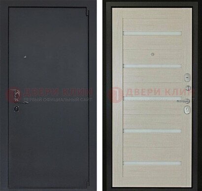 Черная стальная дверь с порошковым окрасом и стеклом ДП-309 в Солнечногорске