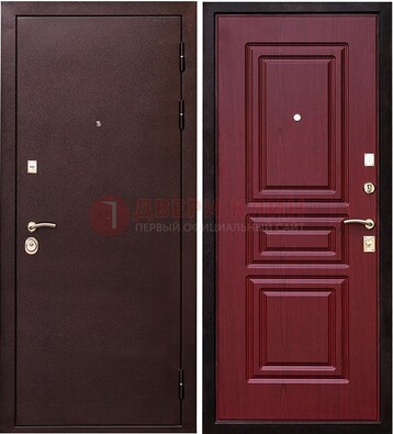 Бордовая входная дверь с порошковым окрасом ДП-36