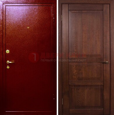 Красная железная дверь с порошковым окрасом ДП-58