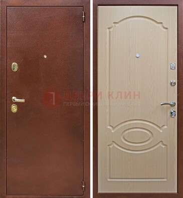 Коричневая металлическая дверь с порошковым окрасом ДП-76 в Железнодорожном