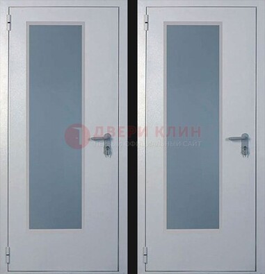 Белая металлическая противопожарная дверь с декоративной вставкой ДПП-5 в Воронеже
