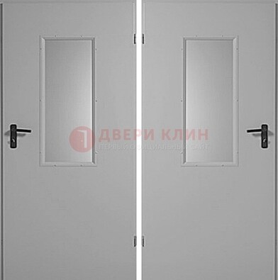 Белая металлическая противопожарная дверь с декоративной вставкой ДПП-7 в Воронеже