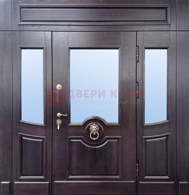 Филенчатая металлическая дверь с панелью МДФ и стеклом ДПР-102 