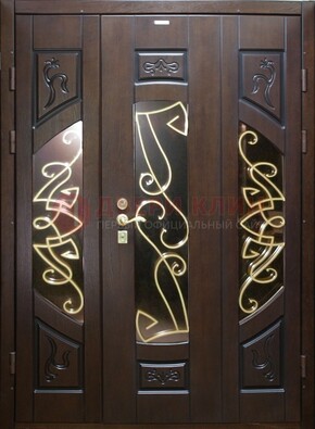 Парадная дверь со стеклом и ковкой ДПР-1 в каркасный дом в Костроме