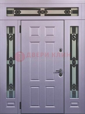 Филенчатая железная парадная дверь с фрамугами ДПР-82 в Воскресенске