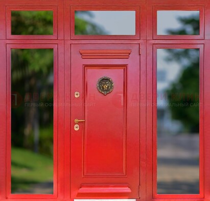 Красная парадная дверь для частного дома ДПР-88