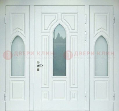 Филенчатая стальная парадная дверь со стеклом ДПР-91 в Истре
