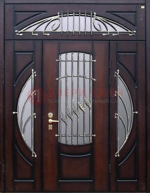 Парадная дверь со стеклянными вставками и ковкой ДПР-9 для улицы в Бронницах