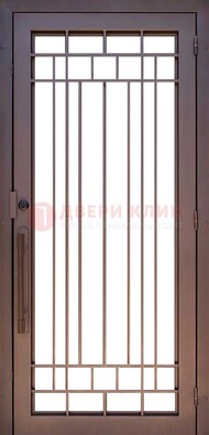 Стальная решетчатая дверь в коричневом цвете ДР-12 в Черноголовке
