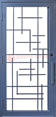 Современная железная решетчатая дверь синяя ДР-31