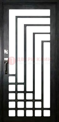 Черная стальная решетчатая дверь в современном стиле ДР-43 в Саратове