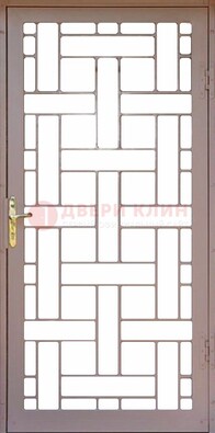 Коричневая металлическая решетчатая дверь для дома ДР-47 в Саратове