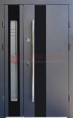 Серая стальная дверь со стеклом ДС-11