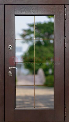 Коричневая стальная дверь со стеклом ДС-19