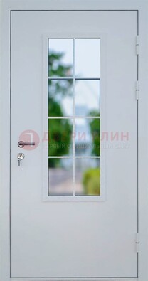 Белая железная дверь порошок со стеклом ДС-31 в Курске