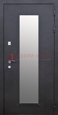 Черная стальная дверь порошок со стеклом ДС-33